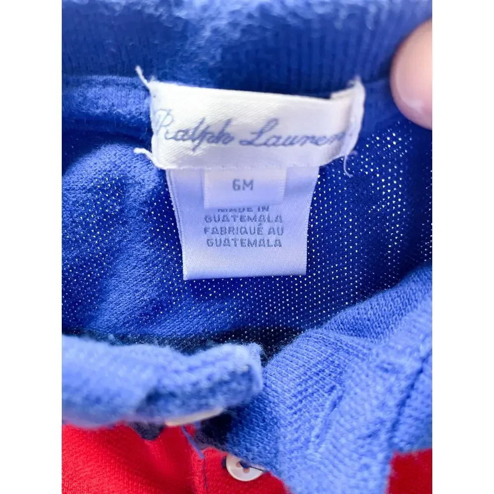 Baby Boys Ralph Lauren Color Block Striped Short Sleeve Polo Shirt 6 Months